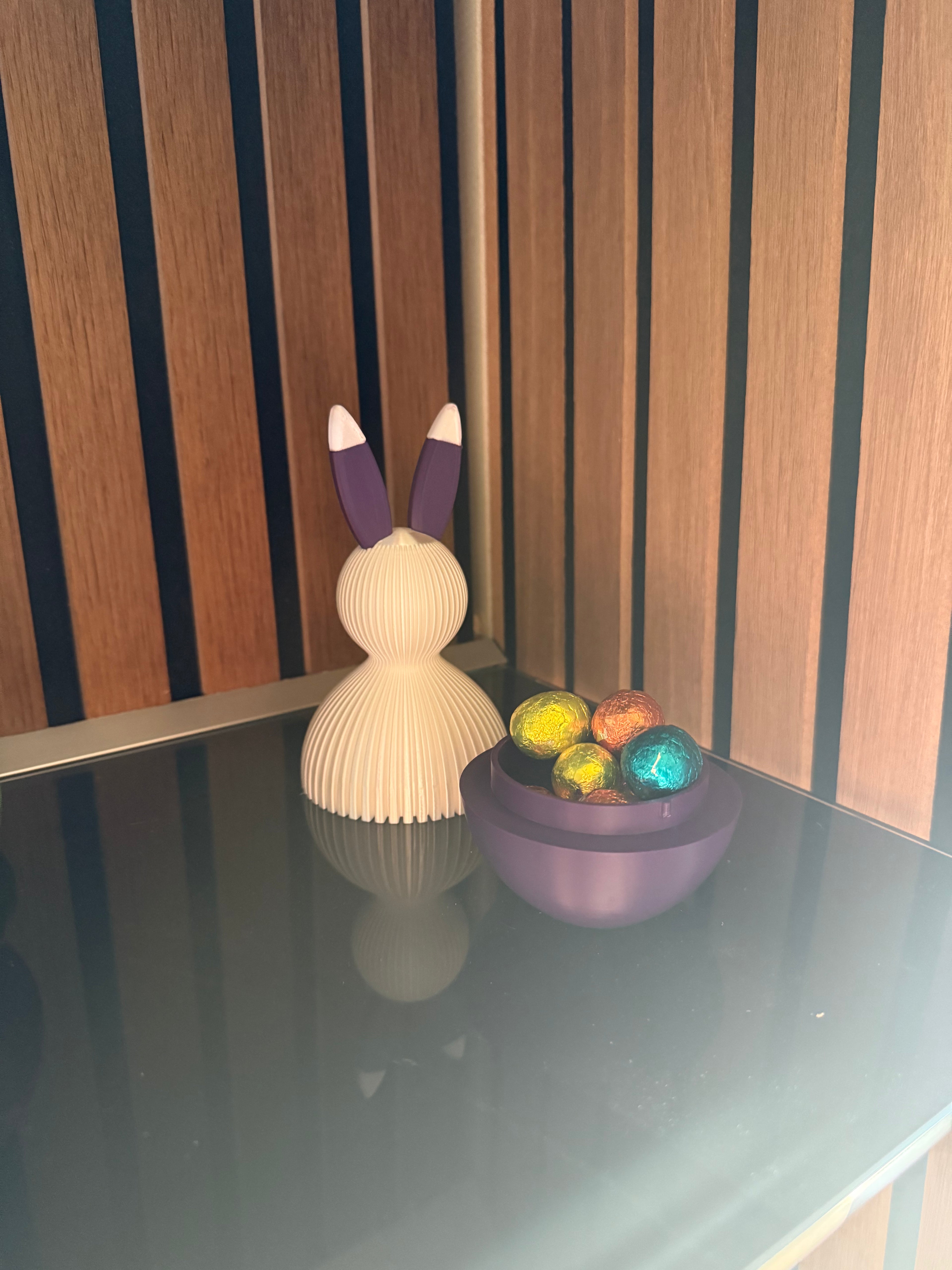 Japandi Osterhase (Geschenkfach) Weiss (Silk) / Lila